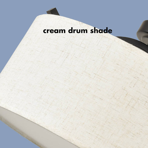 Black Semi Flush Mount Ceiling Light with Fabric Drum Shade Dimmable